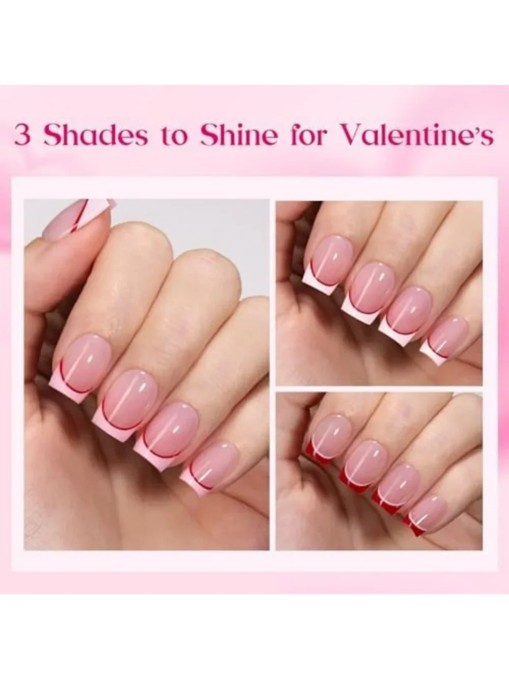 Heart Whisper Press-On Nails - Short Square, 3 Colors, 180 Pcs for Easy Glam
